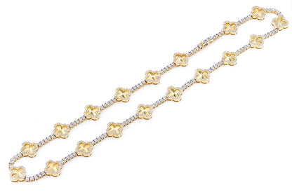 MIRACELE CLOVER LINK DIAMOND TENNIS NECKLACE SOLID GOLD 5.50CTW