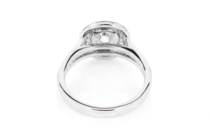 1.00CT ROUND SOLITAIRE - MILGRAIN HALO RING - ENGAGEMENT RING