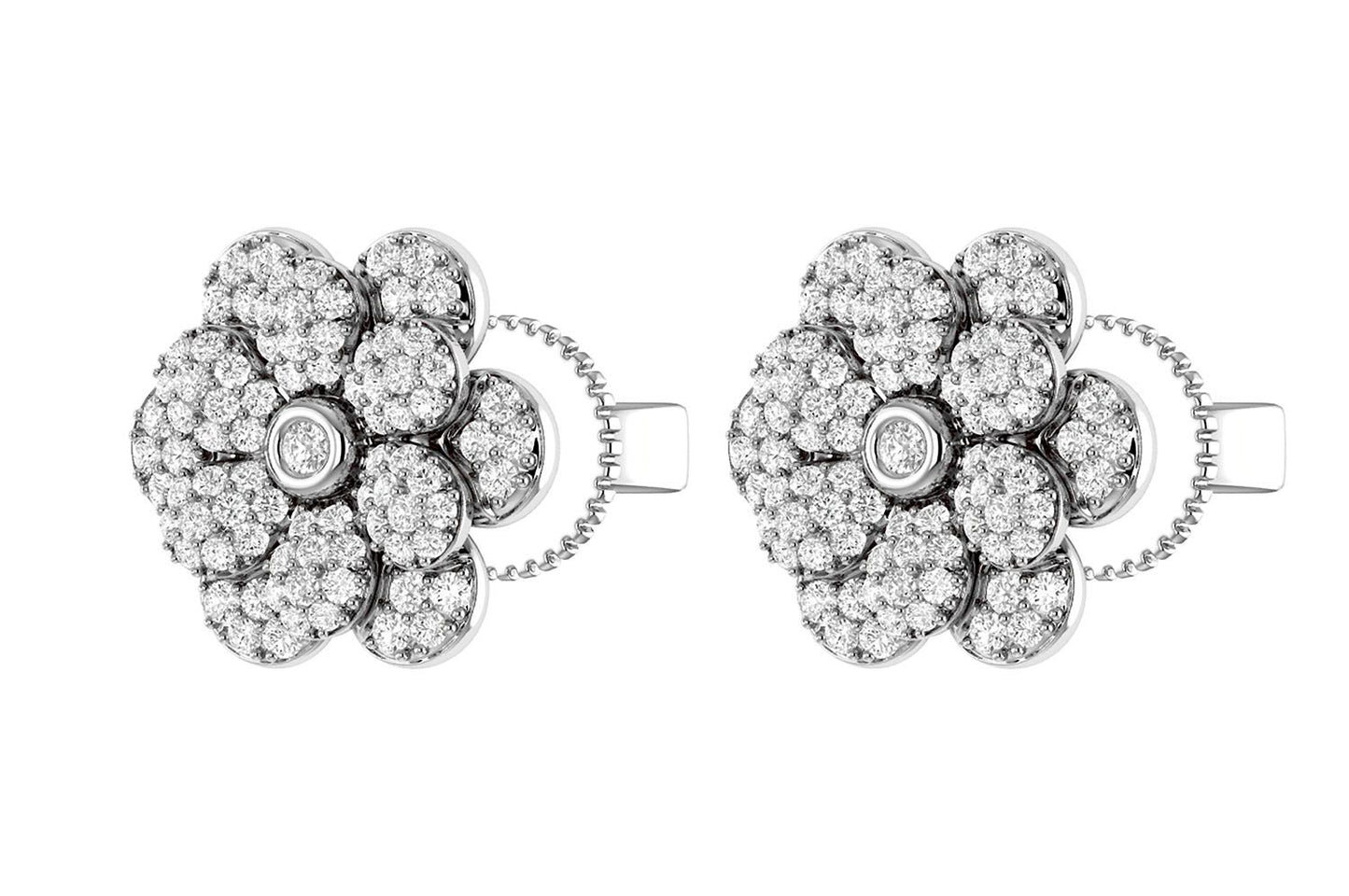 DAISY LAYERED DIAMOND STUD EARRINGS 14K SOLID GOLD 0.50CTW