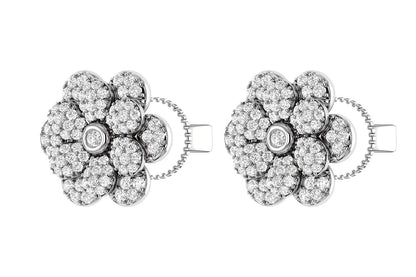 DAISY LAYERED DIAMOND STUD EARRINGS 14K SOLID GOLD 0.50CTW