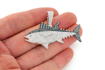BLUEFIN TUNA DIAMOND PENDANT 14K SOLID GOLD 4.50CTW