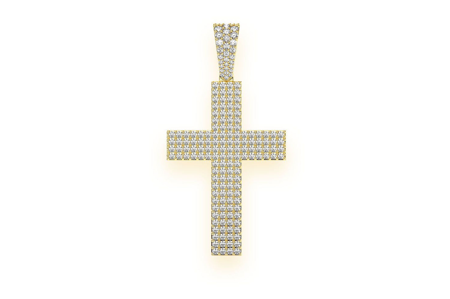 FOUR ROW FLAT CROSS DIAMOND PENDANT 14K SOLID GOLD 1.15CTW