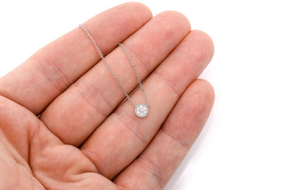 ROUND DIAMOND DISC PENDANT 14K SOLID GOLD 0.10CTW