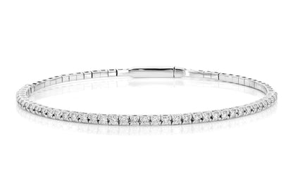 2PT PRONG SET DIAMOND TENNIS BRACELET FLEX BANGLE 1.00CTW 14K SOLID GOLD