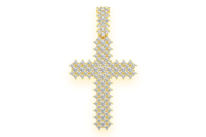 SMALL 5 ROW JAGGED CROSS DIAMOND PENDANT 14K SOLID GOLD 0.75CTW