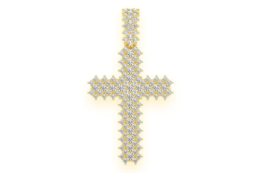 SMALL 5 ROW JAGGED CROSS DIAMOND PENDANT 14K SOLID GOLD 0.75CTW