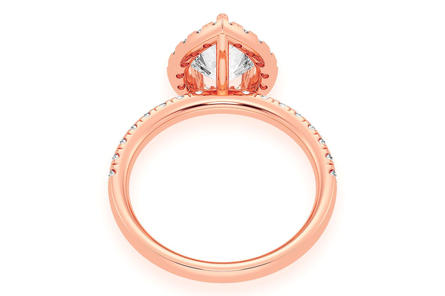 THAV - 1.00CT PEAR SOLITAIRE - SCALLOP HALO ONE ROW - DIAMOND ENGAGEMENT RING