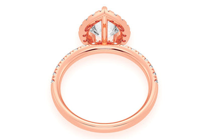 THAV - 1.00CT PEAR SOLITAIRE - SCALLOP HALO ONE ROW - DIAMOND ENGAGEMENT RING