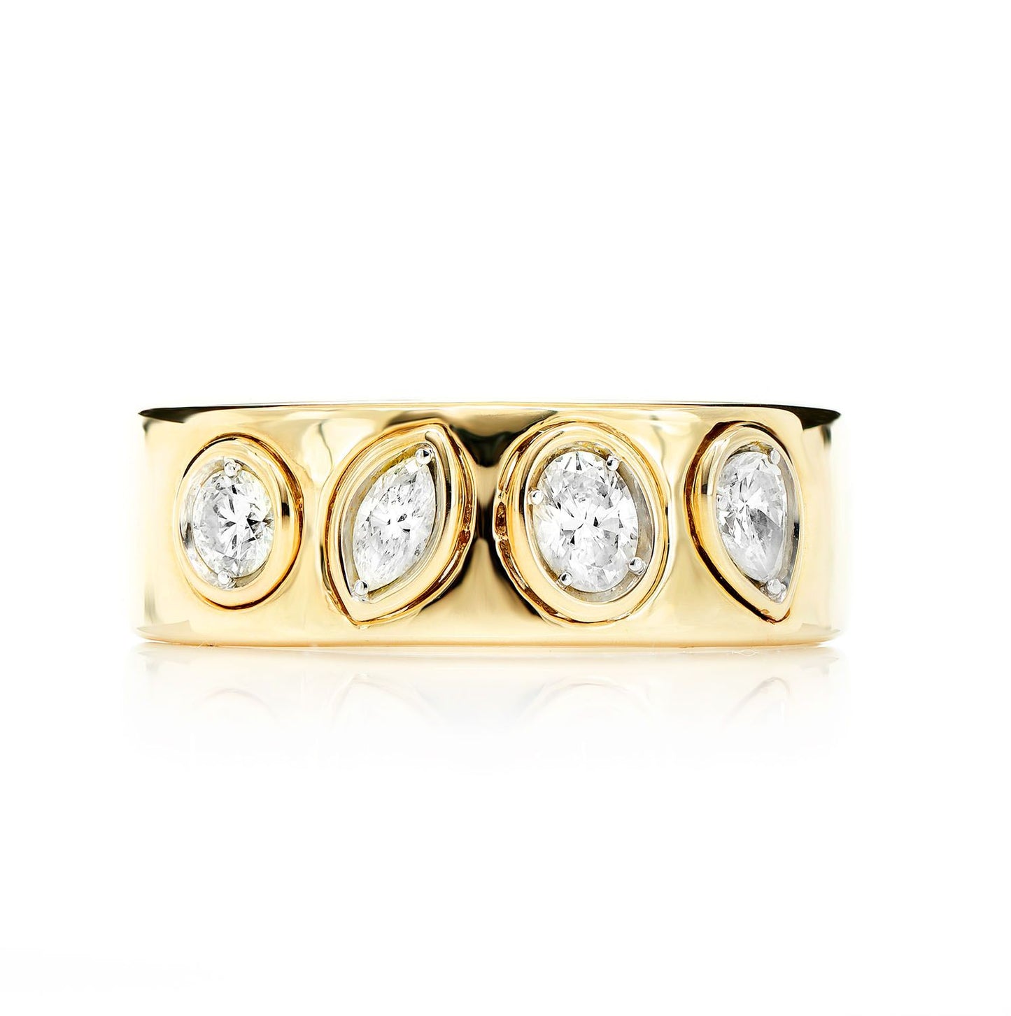 INEL CU BRINDĂ CU DIAMANTE ALTERNATIVE, MULTIFONDĂ, AUR MASIV DE 14K, 0.40CT