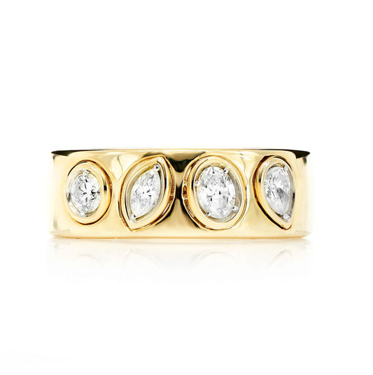 INEL CU BRINDĂ CU DIAMANTE ALTERNATIVE, MULTIFONDĂ, AUR MASIV DE 14K, 0.40CT