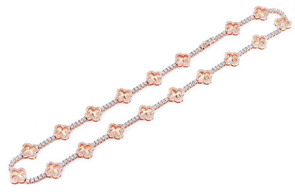 MIRACELE CLOVER LINK DIAMOND TENNIS NECKLACE SOLID GOLD 5.50CTW