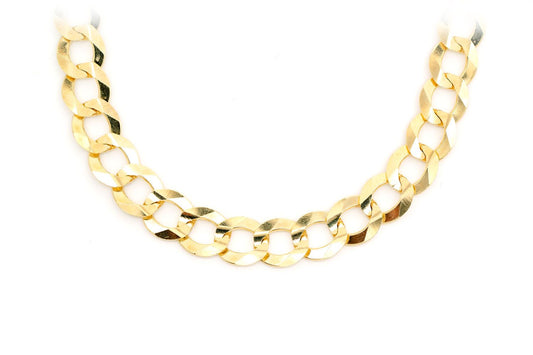9.5MM FLAT CURB LINK 14K SOLID GOLD CHAIN