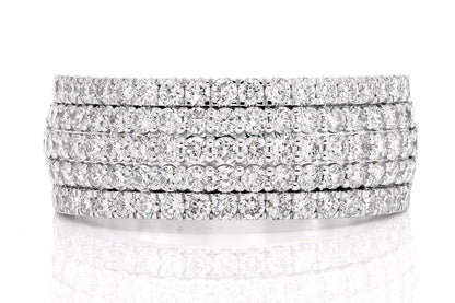 MULTI ROW FRENCH PAVE DIAMOND BAND 14K SOLID GOLD 2.00CTW