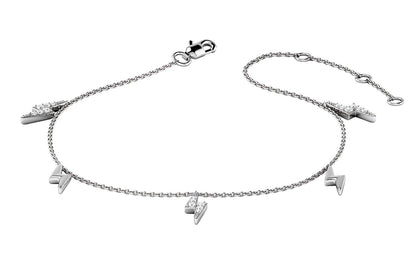 LIGHTNING BOLT DANGLE DIAMOND BRACELET 14K SOLID GOLD 0.10CTW