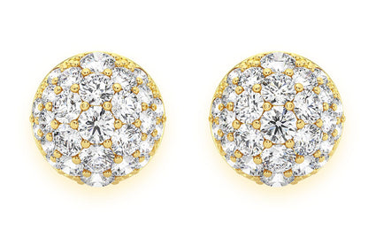 DOME DIAMOND EARRINGS 14K SOLID GOLD 0.45CTW