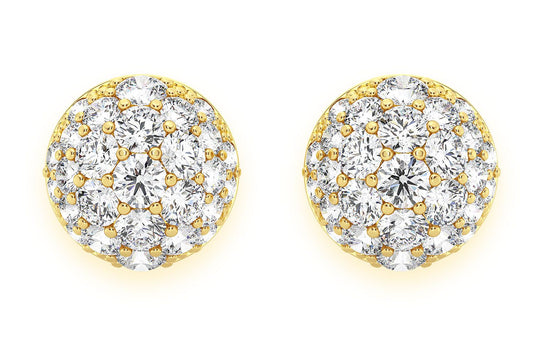 DOME DIAMOND EARRINGS 14K SOLID GOLD 0.45CTW