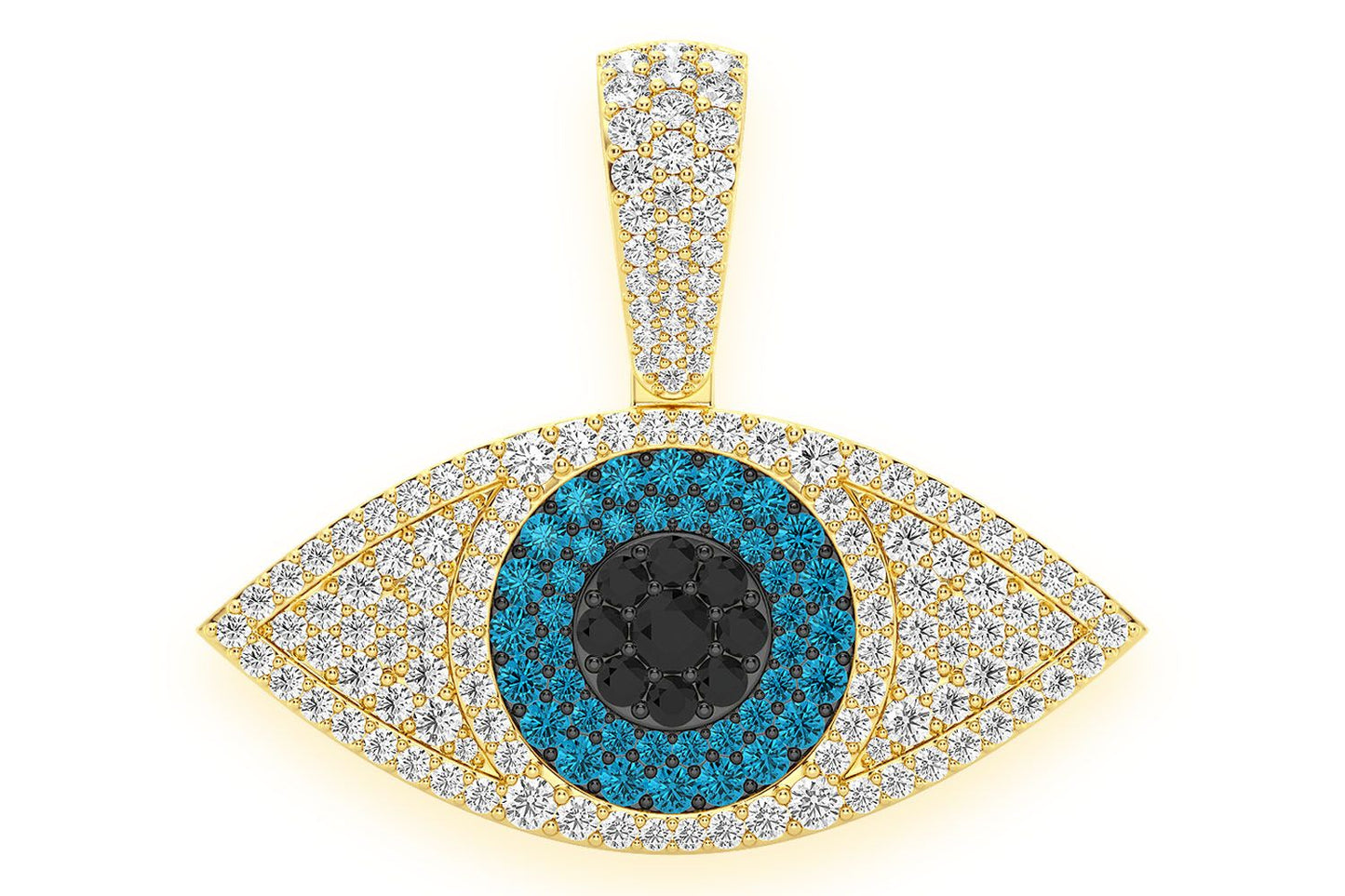 EVIL EYE DIAMOND PENDANT 14K SOLID GOLD 2.75CTW
