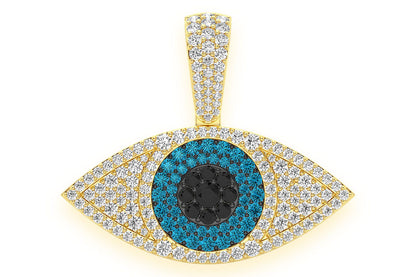 EVIL EYE DIAMOND PENDANT 14K SOLID GOLD 2.75CTW