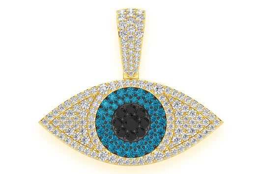 EVIL EYE DIAMOND PENDANT 14K SOLID GOLD 2.75CTW