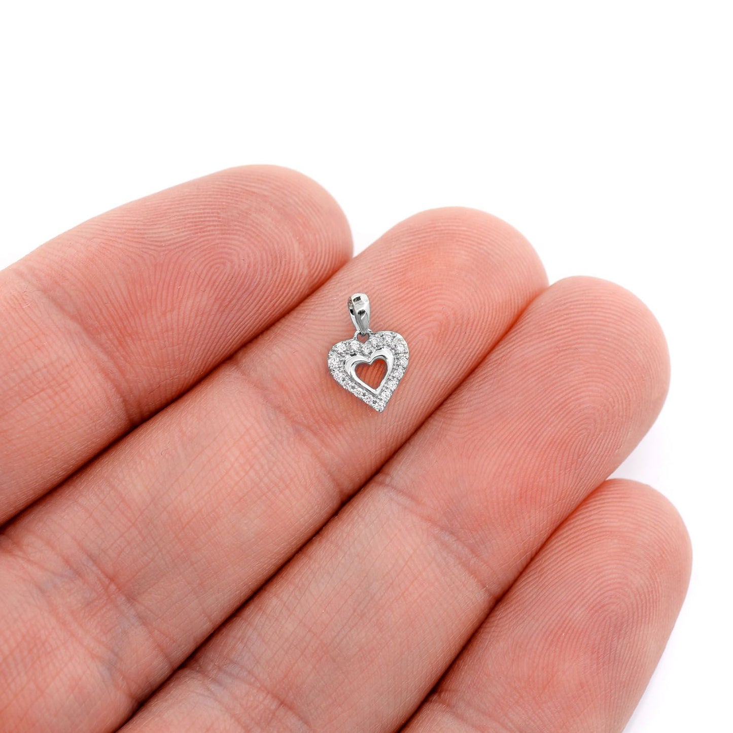 OPEN HEART HALO DIAMOND PENDANT 14K SOLID GOLD 0.40CTW