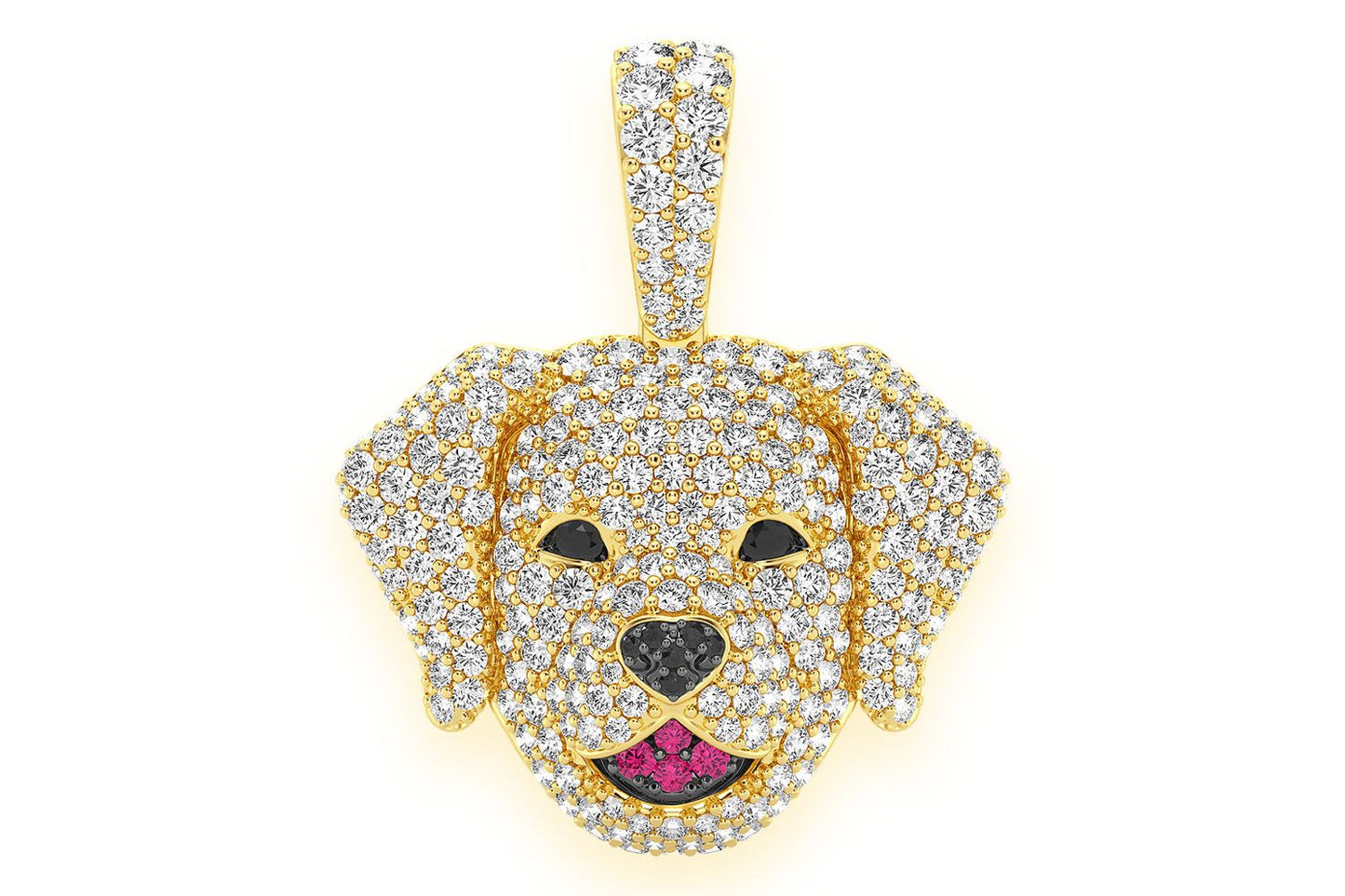 PANDANT LABRADOR RETRIEVER CU DIAMANT AUR MASIV DE 14K 2.50CT