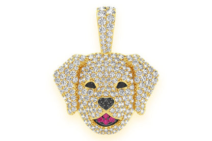 PANDANT LABRADOR RETRIEVER CU DIAMANT AUR MASIV DE 14K 2.50CT