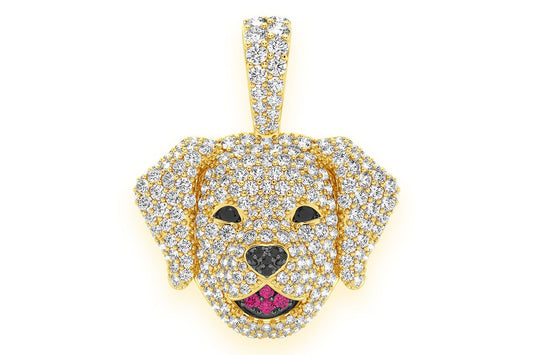 LABRADOR RETRIEVER DIAMOND PENDANT 14K SOLID GOLD 2.50CTW