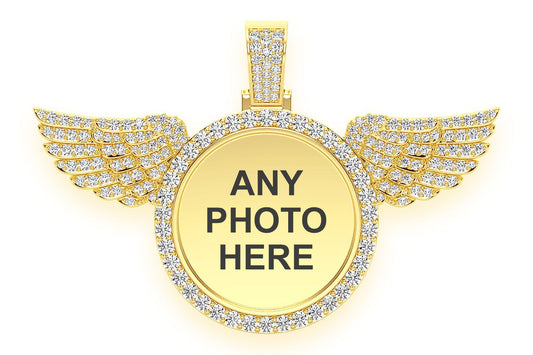 WINGED PICTURE DIAMOND PENDANT 14K SOLID GOLD 6.33CTW