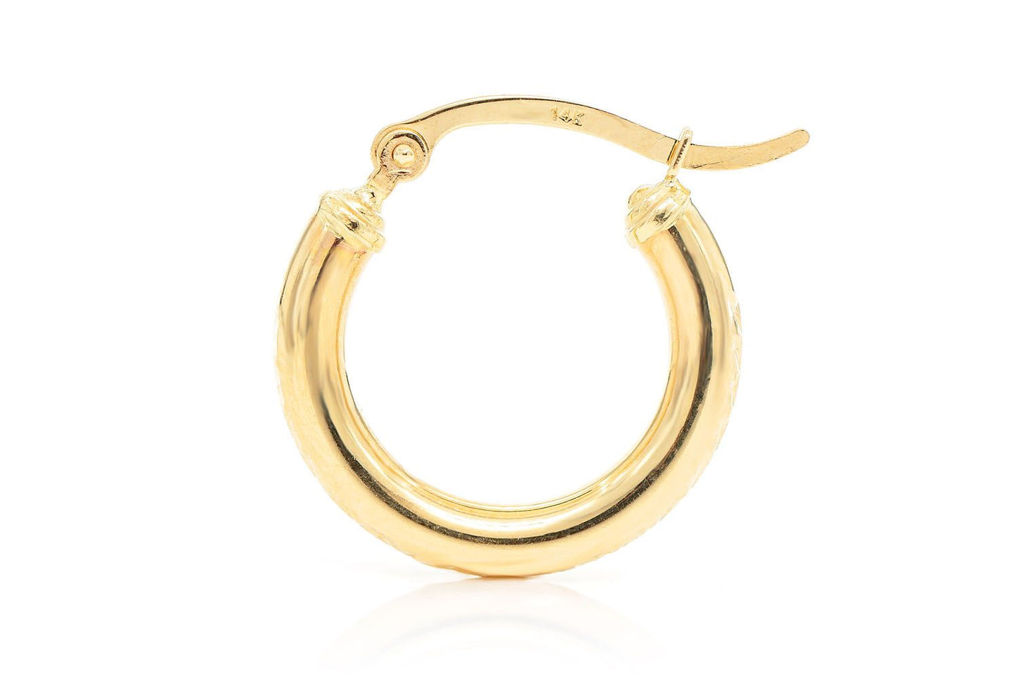 3MM DIAMOND-CUT HOOP EARRINGS 14K SOLID GOLD XS