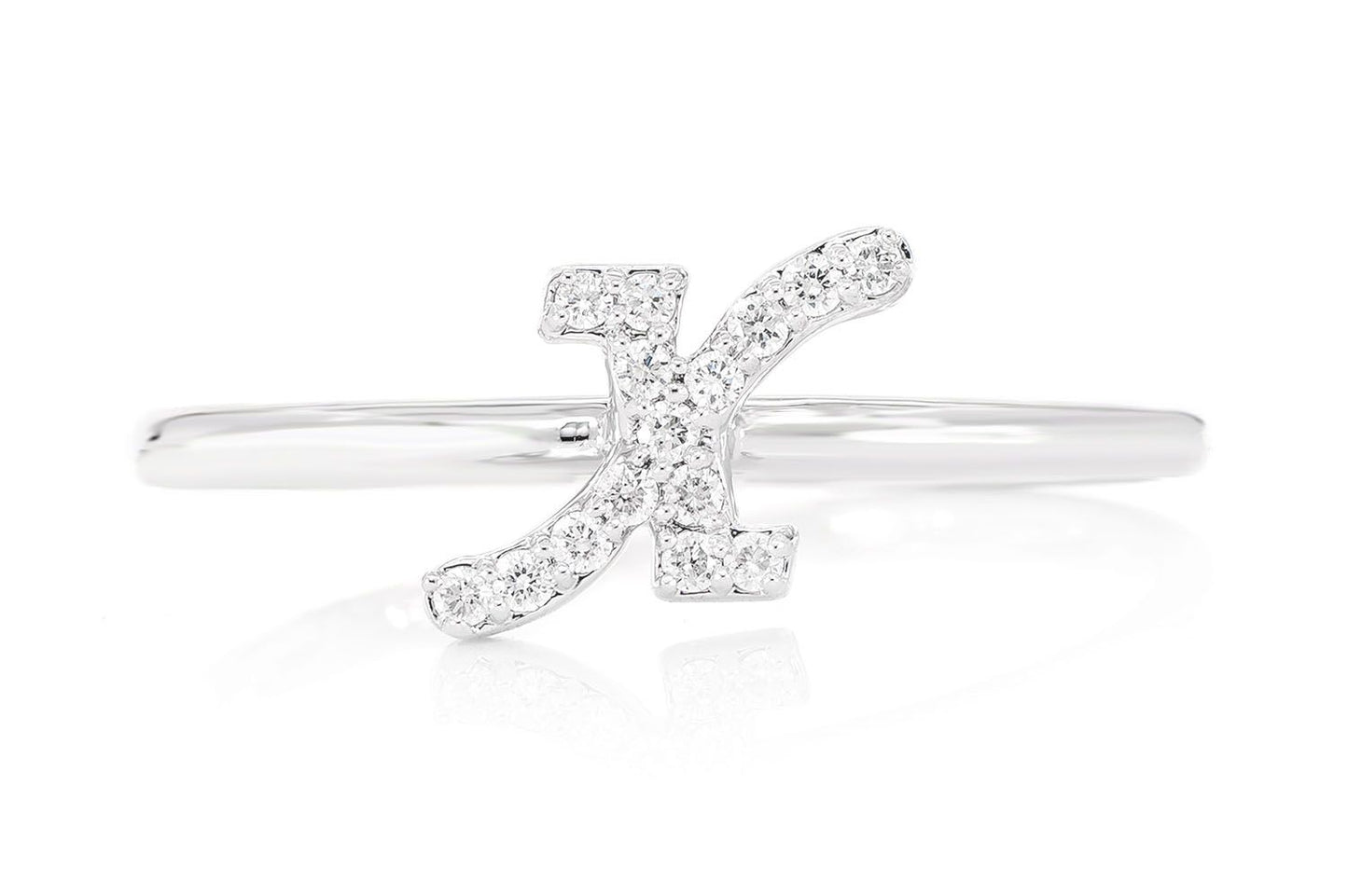 CURSIVE LETTER X DIAMOND RING 14K SOLID GOLD 0.05CTW