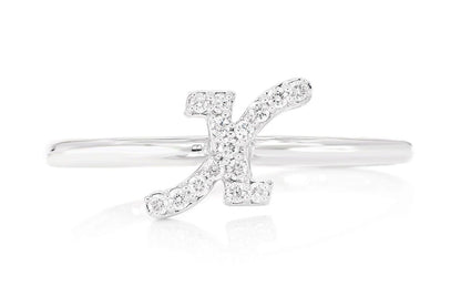 CURSIVE LETTER X DIAMOND RING 14K SOLID GOLD 0.05CTW