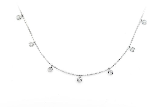 13 ROUND BEZEL DIAMOND NECKLACE 14K SOLID GOLD 0.50CTW