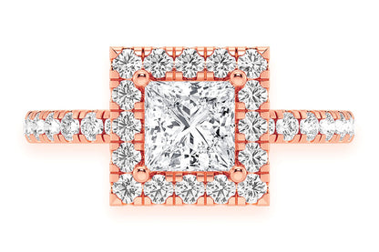 THAV - .75CT PRINCESS CUT - SCALLOP HALO ONE ROW- DIAMOND ENGAGEMENT RING