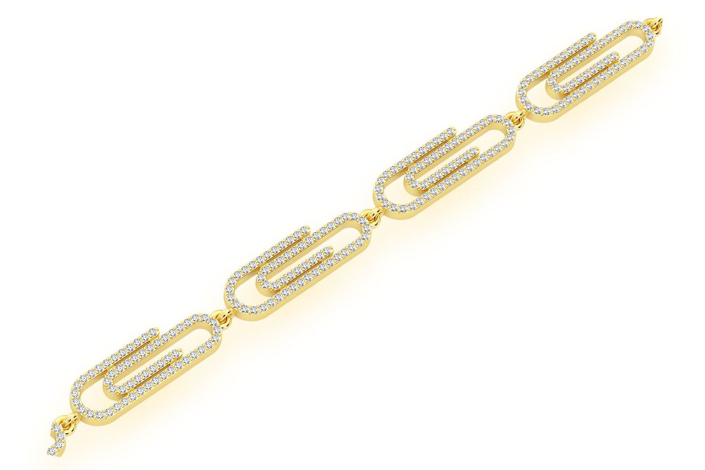 PAPER CLIP ETERNITY DIAMOND BRACELET 14K SOLID GOLD 1.85CTW