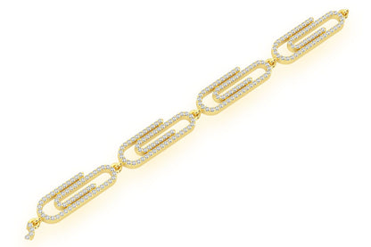PAPER CLIP ETERNITY DIAMOND BRACELET 14K SOLID GOLD 1.85CTW