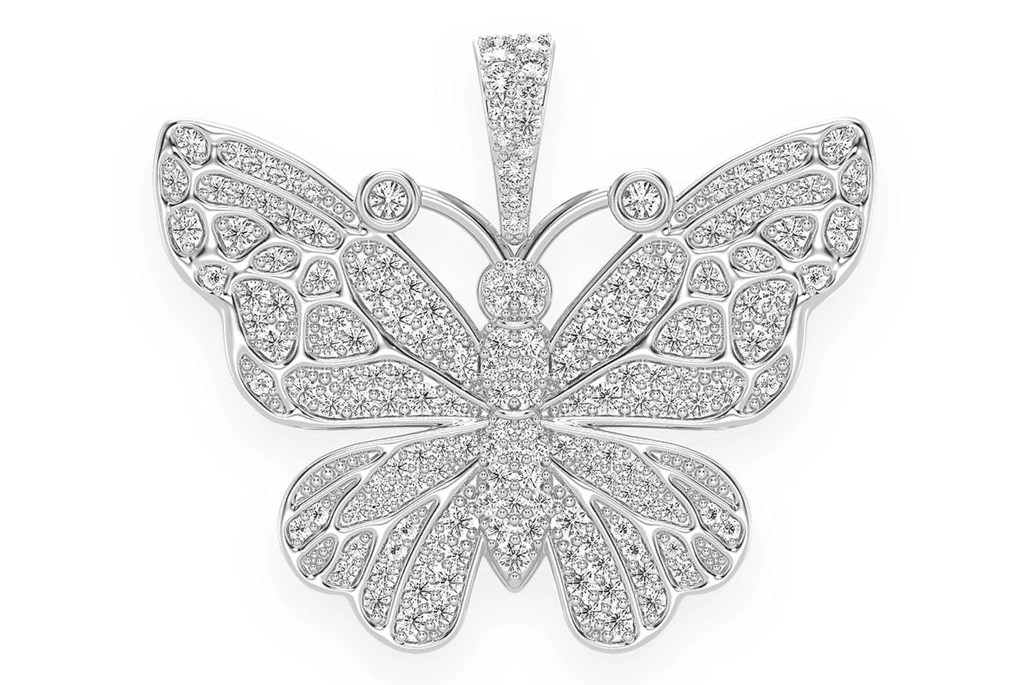 BUTTERFLY DIAMOND PENDANT 14K SOLID GOLD 1.00CTW