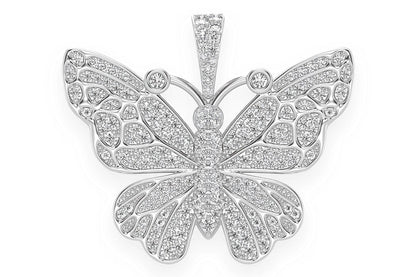 BUTTERFLY DIAMOND PENDANT 14K SOLID GOLD 1.00CTW