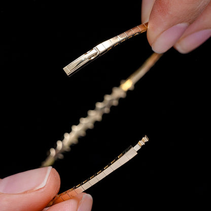 BRĂȚARĂ BRĂȚARĂ CU DIAMANTE, FORMAT BAGHETĂ, AUR MASIV DE 14K, 1.00CT