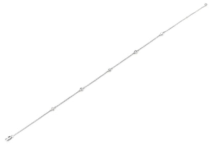BEAD BEZEL DIAMOND STATION BRACELET 14K SOLID GOLD 0.10CTW
