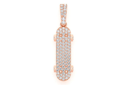 SKATEBOARD DIAMOND PENDANT 14K SOLID GOLD 0.35CTW