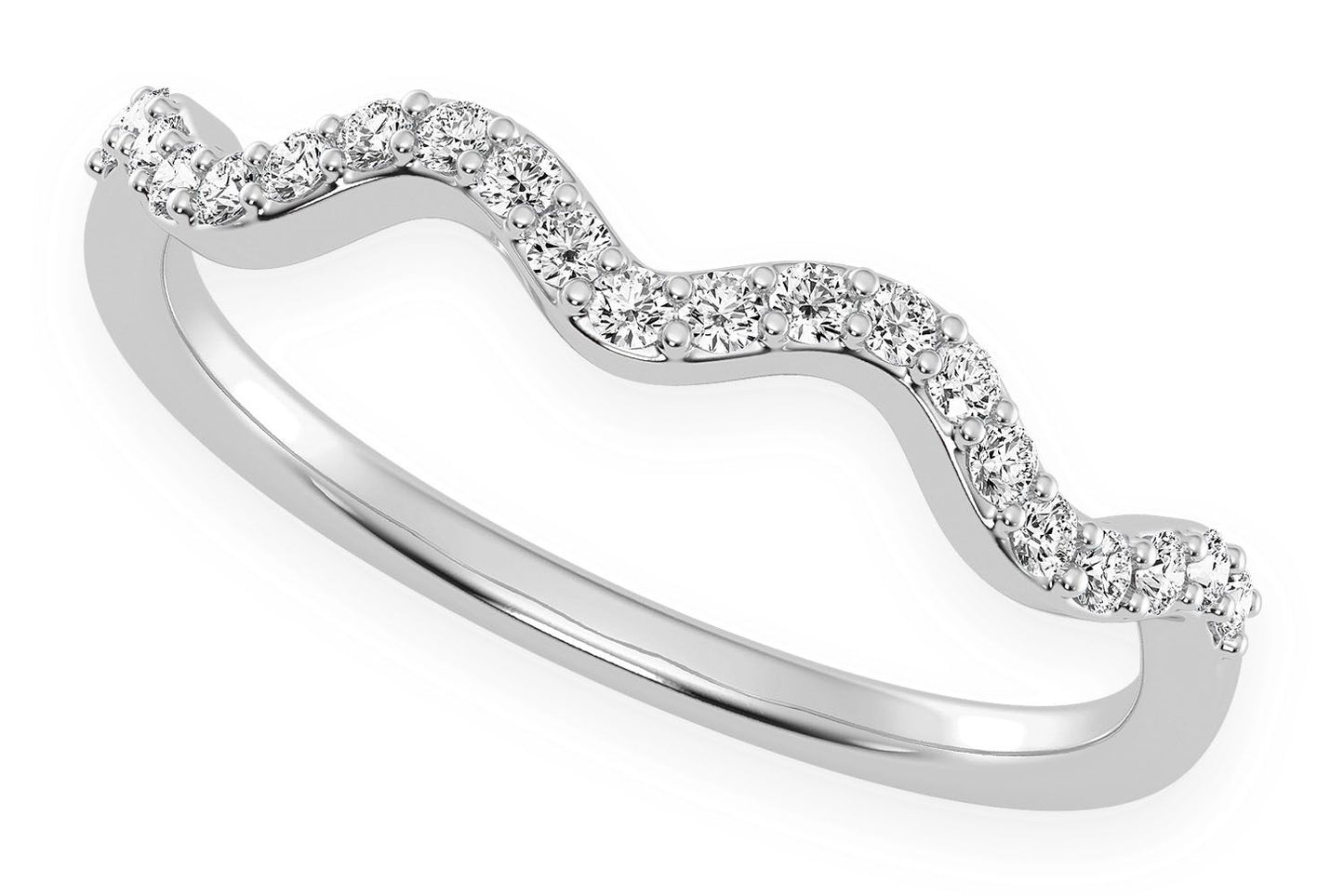 INEL CU DIAMANT ONDULAT, AUR MASIV DE 14K, 0.10CTW