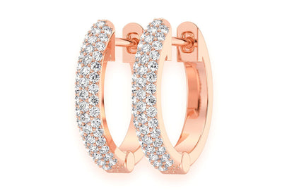 THREE ROW BUBBLY HOOP DIAMOND EARRINGS 14K SOLID GOLD 0.20CTW