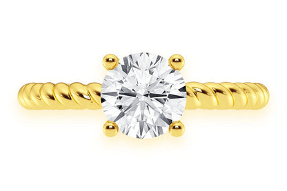 1.00CT ROUND TWIST BAND SOLITAIRE RING 14K