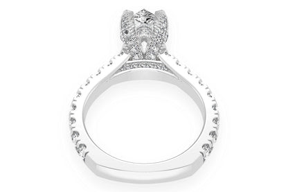 THINN - 2.00CT PEAR SOLITAIRE - SINGLE ROW SCALLOP - DIAMOND ENGAGEMENT RING