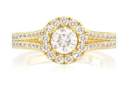 INEL DE LOGODNĂ SOLITAIRE ROTUND CU DIAMANT ȘI TIJĂ DESPĂRȚITĂ 1.05CTW - AUR MASIV DE 14K