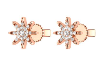 EIGHT POINT STAR STUD EARRINGS 14K SOLID GOLD 0.20CTW