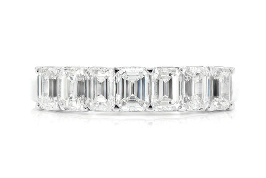 30PTR EMERALD DIAMOND BAND 14K SOLID GOLD 2.20CTW