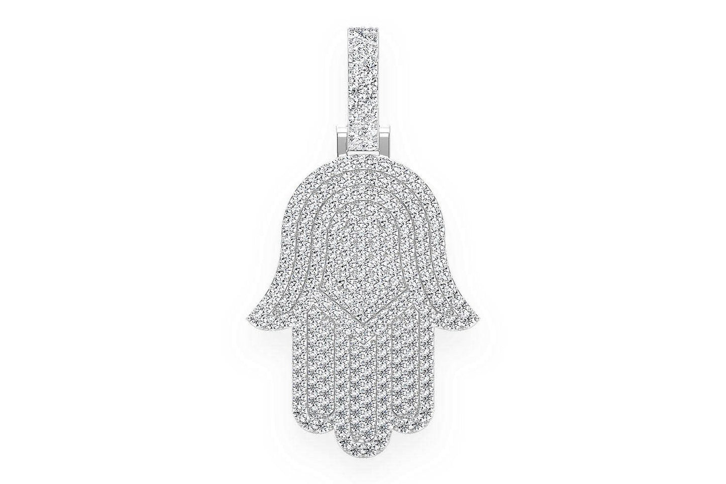 Pandantiv cu diamant Hamsa, aur masiv de 14k, 10.00ct