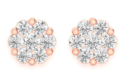 CERCEI CU DIAMANT ȘTIGAT CU FLOARE DE 0.75 CT AUR MASIV DE 14K