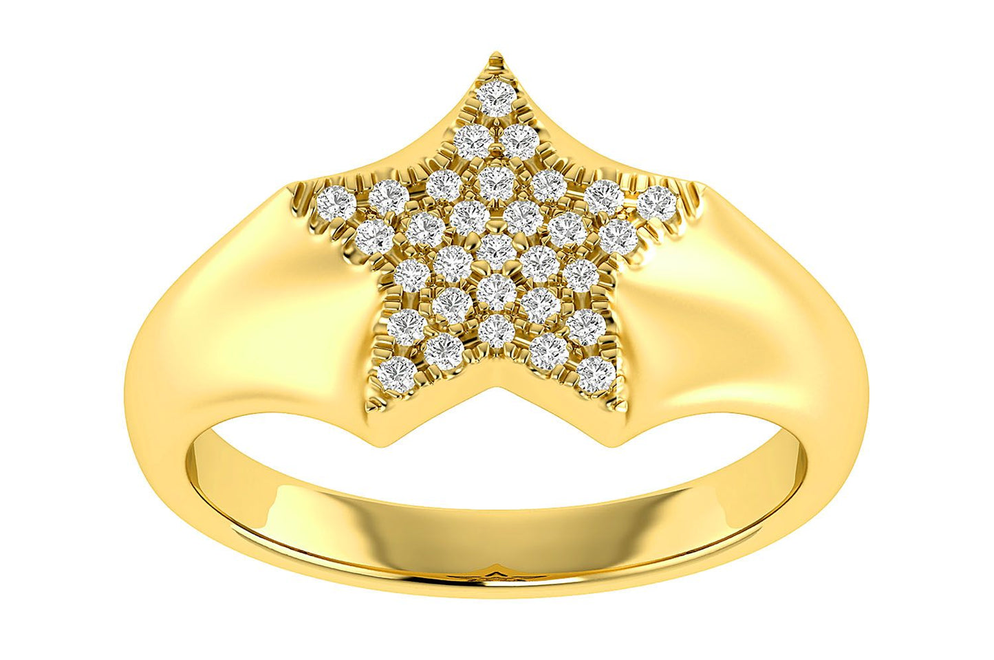 STAR DIAMOND RING 14K SOLID GOLD 0.12CTW